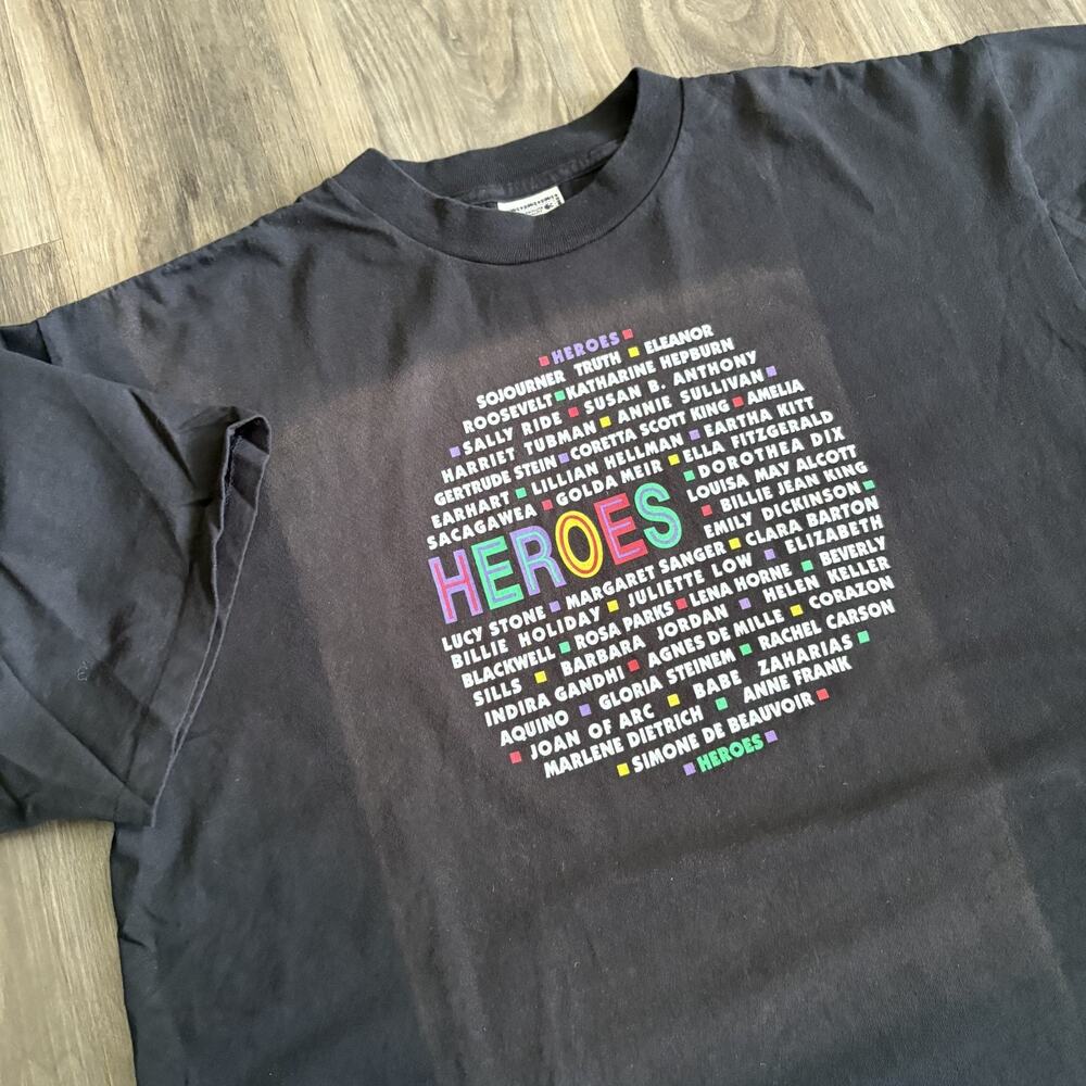 Vintage Feminism T-Shirt Men's Size XL Heroes 1990s RARE Feminist